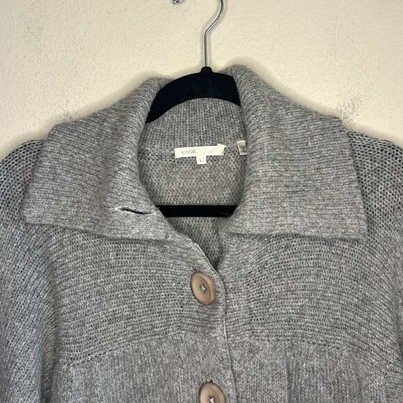 Vince Wool Blend Sweater Cardigan Gray Women Size Large - Picture 2 of 7